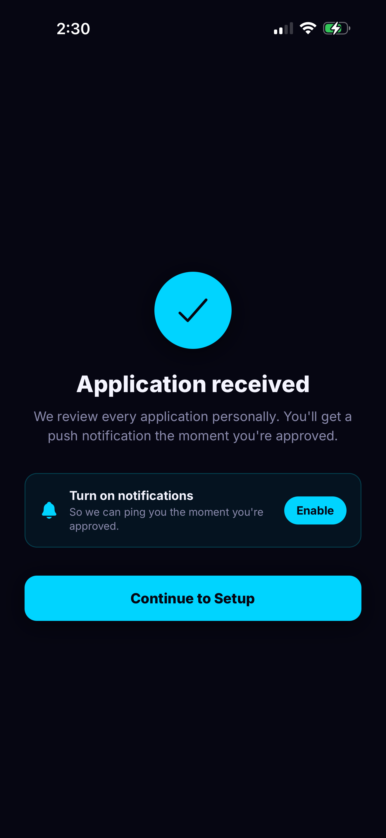 Application received